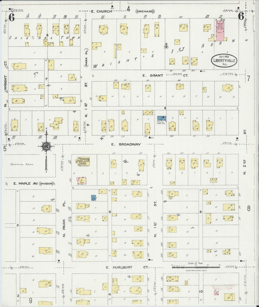 Sanborn Fire Insurance Map from Libertyville, Lake County, Illinois (1924), Sheet #0006 - Historic Sanborn Fire Insurance Map Print, vintage old map wall art, antique decor, genealogy gift, Illinois Illinois map