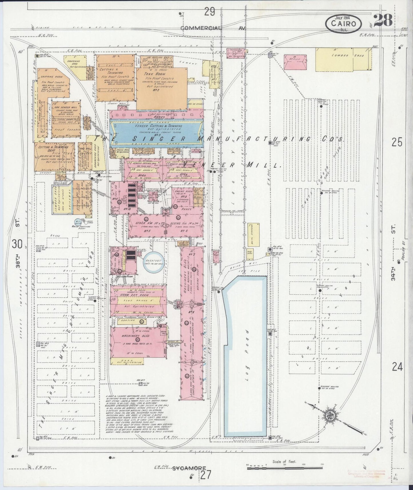 Sanborn Fire Insurance Map from Cairo, Alexander County, Illinois (1914), Sheet #0028 - Complete Map Set gallery image, historic Sanborn map, vintage wall art, Illinois Illinois
