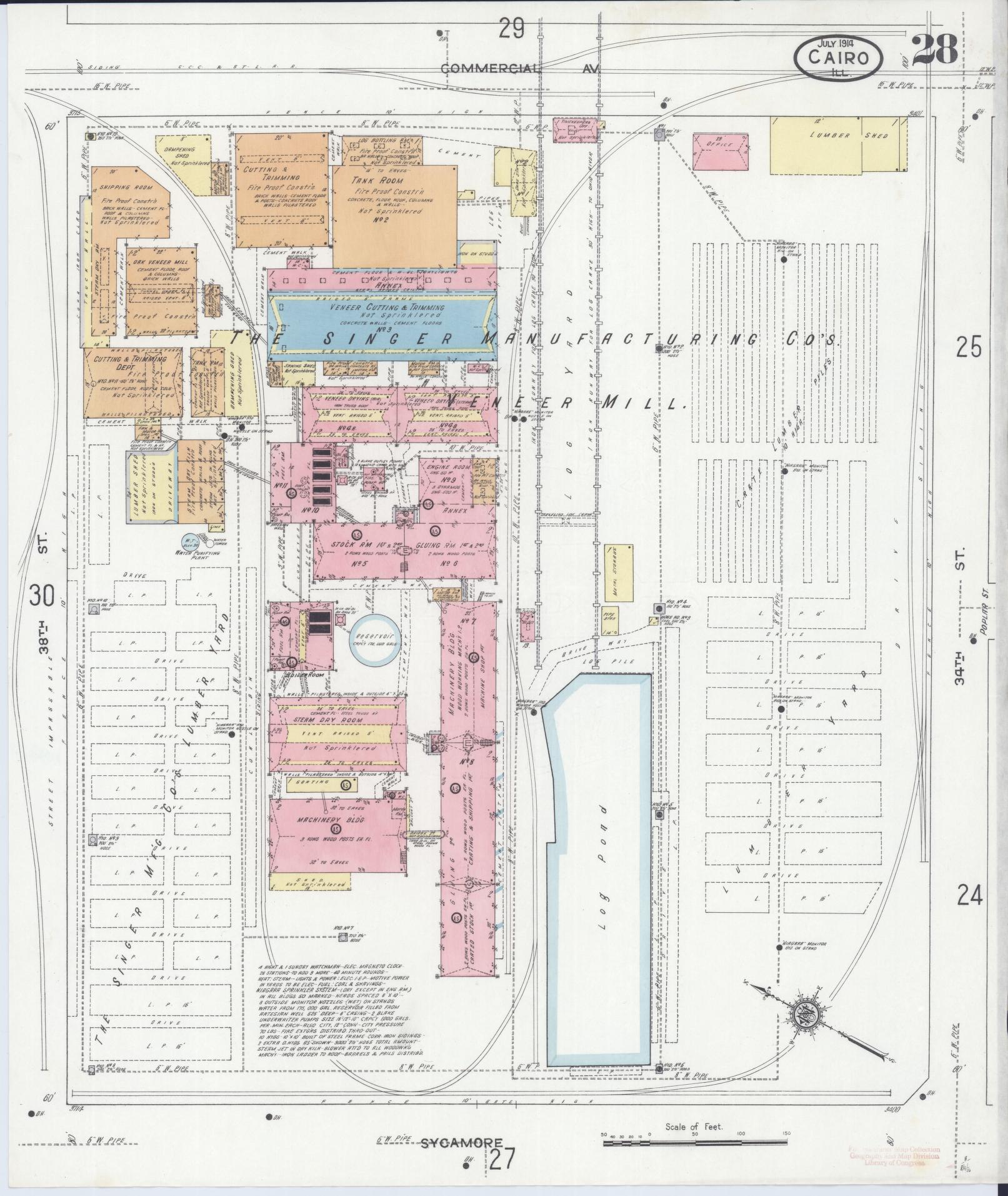 Sanborn Fire Insurance Map from Cairo, Alexander County, Illinois (1914), Sheet #0028 - Complete Map Set gallery image, historic Sanborn map, vintage wall art, Illinois Illinois