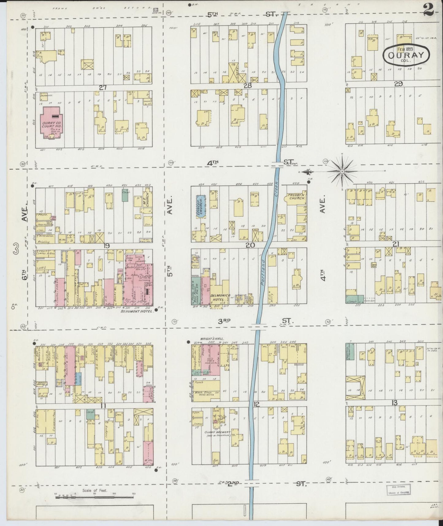Sanborn Fire Insurance Map from Ouray, Ouray County, Colorado (1893), Sheet #0002 - Complete Map Set gallery image, historic Sanborn map, vintage wall art, Colorado Colorado