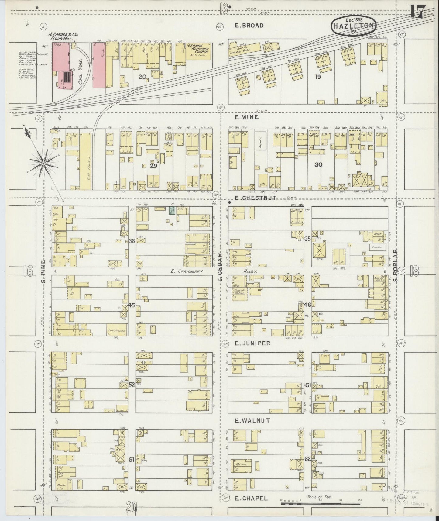 Sanborn Fire Insurance Map from Hazleton, Luzerne County, Pennsylvania (1895), Sheet #0017 - Historic Sanborn Fire Insurance Map Print, vintage old map wall art, antique decor, genealogy gift, Pennsylvania Pennsylvania map