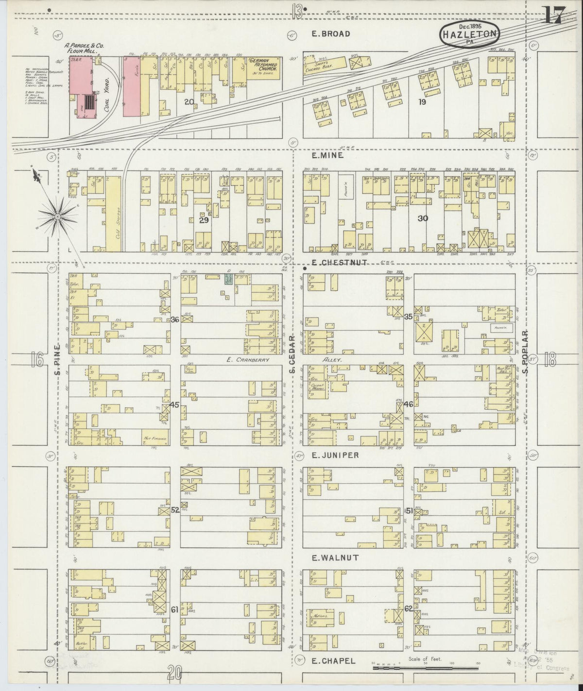 Sanborn Fire Insurance Map from Hazleton, Luzerne County, Pennsylvania (1895), Sheet #0017 - Historic Sanborn Fire Insurance Map Print, vintage old map wall art, antique decor, genealogy gift, Pennsylvania Pennsylvania map