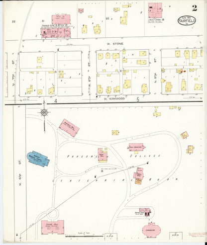 Sanborn Fire Insurance Map from Fairfield, Jefferson County, Iowa (1913), Sheet #0002 - Historic Sanborn Fire Insurance Map Print