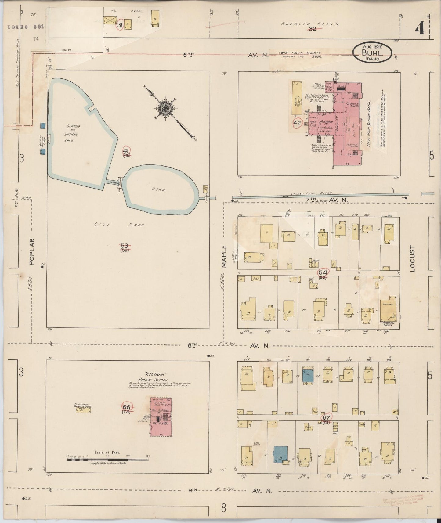 Sanborn Fire Insurance Map from Buhl, Twin Falls County, Idaho (1940), Sheet #0004 - Complete Map Set gallery image, historic Sanborn map, vintage wall art, Falls Idaho