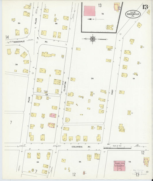 Sanborn Fire Insurance Map from Greenville, Mercer County, Pennsylvania (1911), Sheet #0013 - Historic Sanborn Fire Insurance Map Print, vintage old map wall art, antique decor, genealogy gift, Pennsylvania Pennsylvania map