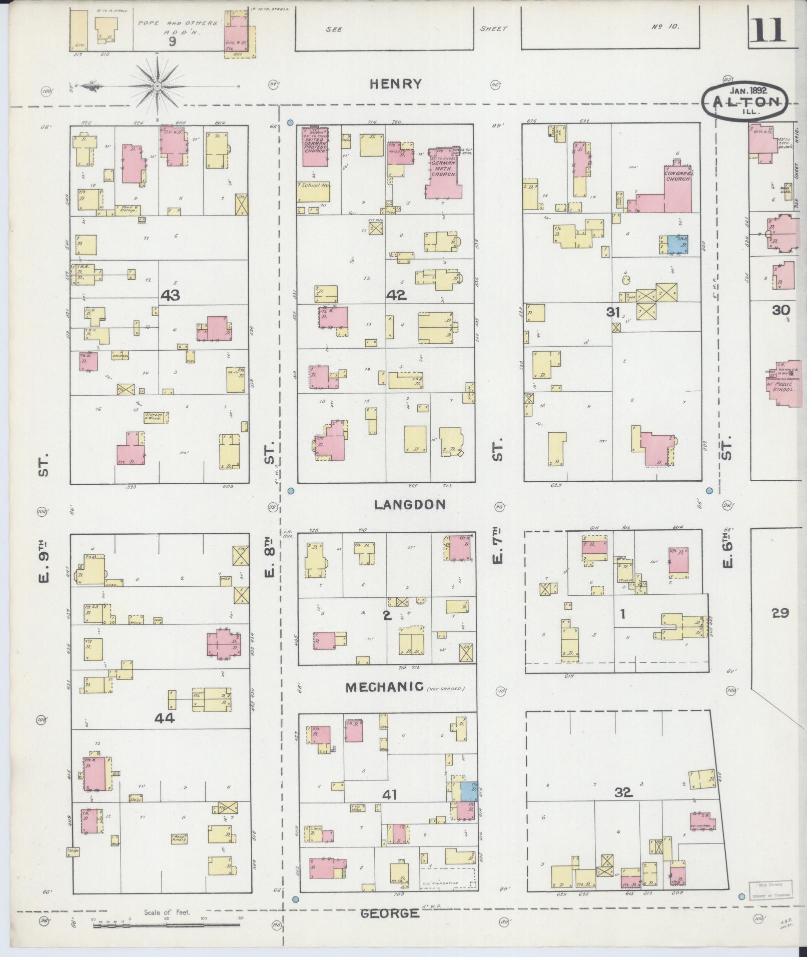 Sanborn Fire Insurance Map from Alton, Madison County, Illinois (1892), Sheet #0011 - Complete Map Set gallery image, historic Sanborn map, vintage wall art, Illinois Illinois
