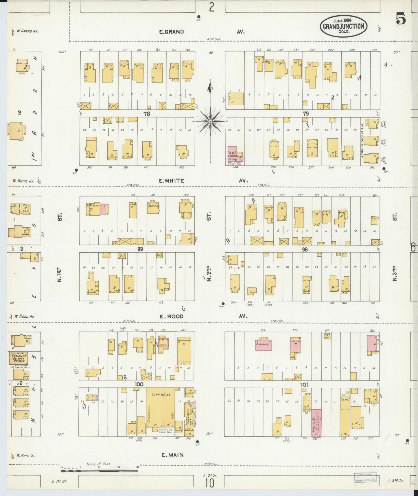 Sanborn Fire Insurance Map from Grand Junction, Mesa County, Colorado (1904), Sheet #0005 - Complete Map Set gallery image, historic Sanborn map, vintage wall art, Colorado Colorado
