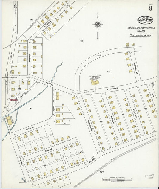 Sanborn Fire Insurance Map from Manchester, Meriweather County, Georgia (1921), Sheet #0009 - Historic Sanborn Fire Insurance Map Print, vintage old map wall art, antique decor, genealogy gift, Georgia Georgia map