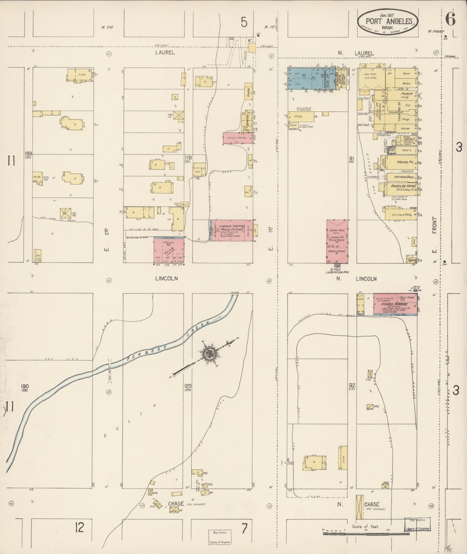 Sanborn Fire Insurance Map from Port Angeles, Clallam County, Washington (1917), Sheet #0006 - Complete Map Set gallery image, historic Sanborn map, vintage wall art, Washington Washington
