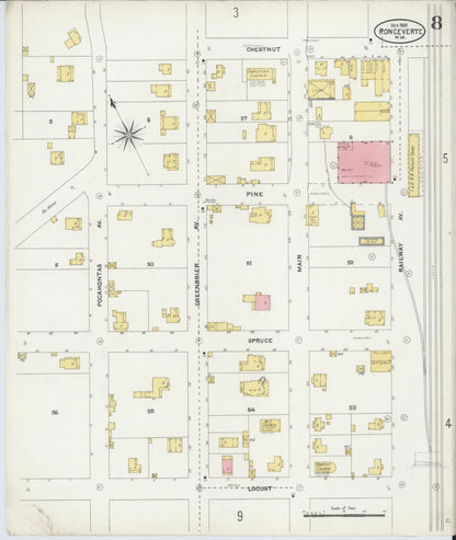 Sanborn Fire Insurance Map from Ronceverte, Greenbrier County, West Virginia (1905), Sheet #0008 - Complete Map Set gallery image, historic Sanborn map, vintage wall art, West Virginia West Virginia