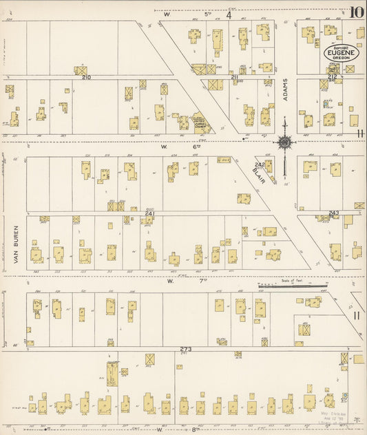 Sanborn Fire Insurance Map from Eugene, Lane County, Oregon (1912), Sheet #0010 - Historic Sanborn Fire Insurance Map Print, vintage old map wall art, antique decor, genealogy gift, Oregon Oregon map