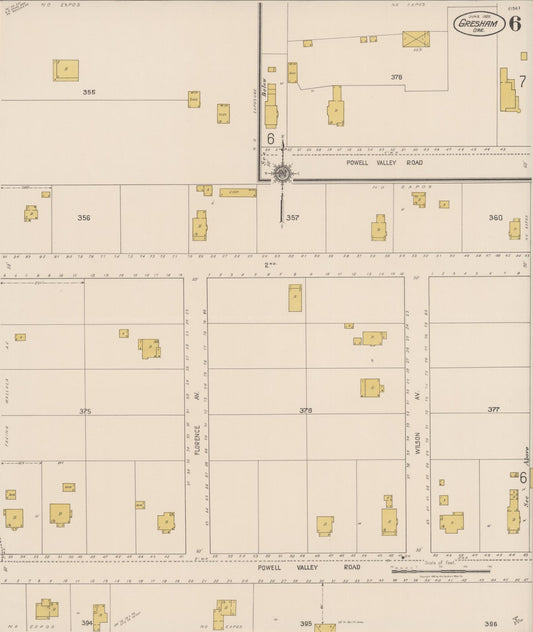 Sanborn Fire Insurance Map from Gresham, Multnomah County, Oregon (1922), Sheet #0006 - Historic Sanborn Fire Insurance Map Print, vintage old map wall art, antique decor, genealogy gift, Oregon Oregon map