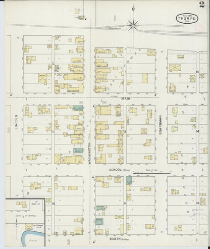 Sanborn Fire Insurance Map from Thorpe, Clark County, Wisconsin (1894), Sheet #0002 - Historic Sanborn Fire Insurance Map Print, vintage old map wall art, antique decor, genealogy gift, Wisconsin Wisconsin map