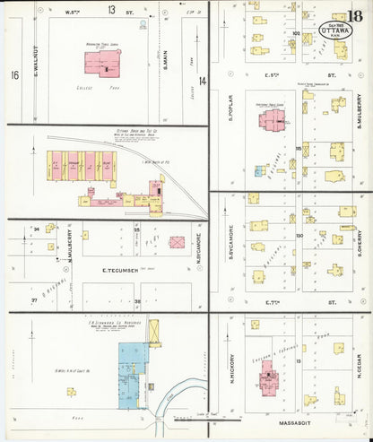 Sanborn Fire Insurance Map from Ottawa, Franklin County, Kansas (1905), Sheet #0018 - Complete Map Set gallery image, historic Sanborn map, vintage wall art, Kansas Kansas