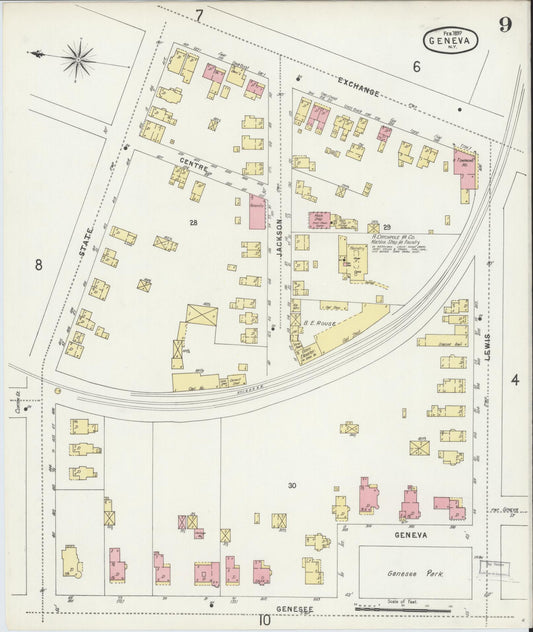 Sanborn Fire Insurance Map from Geneva, Ontario County, New York (1897), Sheet #0009 - Historic Sanborn Fire Insurance Map Print, vintage old map wall art, antique decor, genealogy gift, New York New York map