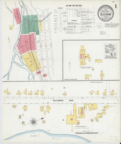 Sanborn Fire Insurance Map from Blossburg, Tioga County, Pennsylvania (1904), Sheet #0001 - Complete Map Set gallery image, historic Sanborn map, vintage wall art, Pennsylvania Pennsylvania