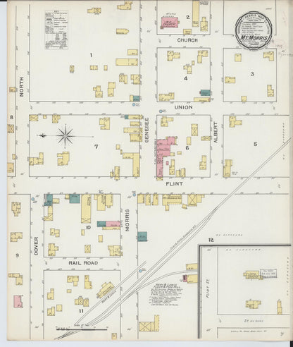 Sanborn Fire Insurance Map from Mount Morris, Genesee County, Michigan (1893), Sheet #0001 - Historic Sanborn Fire Insurance Map Print, vintage old map wall art, antique decor, genealogy gift, Michigan Michigan map