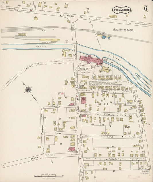 Sanborn Fire Insurance Map from Williamstown, Berkshire County, Massachusetts (1922), Sheet #0006 - Historic Sanborn Fire Insurance Map Print, vintage old map wall art, antique decor, genealogy gift, Massachusetts Massachusetts map