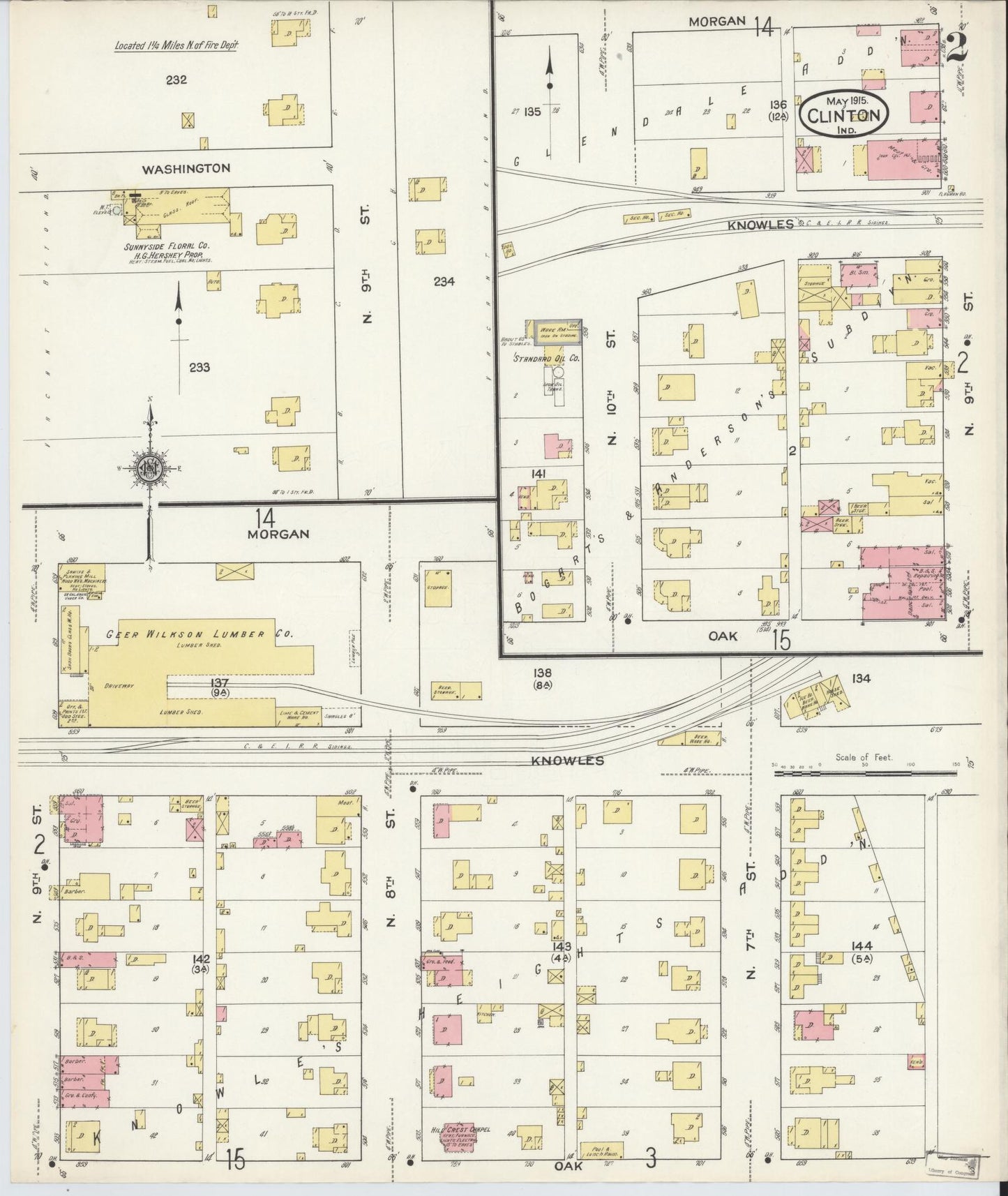 Sanborn Fire Insurance Map from Clinton, Vermillion County, Indiana (1915), Sheet #0002 - Complete Map Set gallery image, historic Sanborn map, vintage wall art, Indiana Indiana