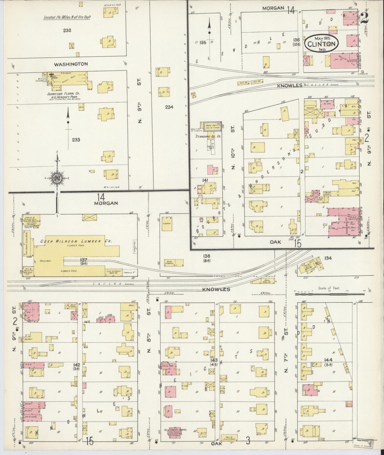Sanborn Fire Insurance Map from Clinton, Vermillion County, Indiana (1915), Sheet #0002 - Complete Map Set gallery image, historic Sanborn map, vintage wall art, Indiana Indiana