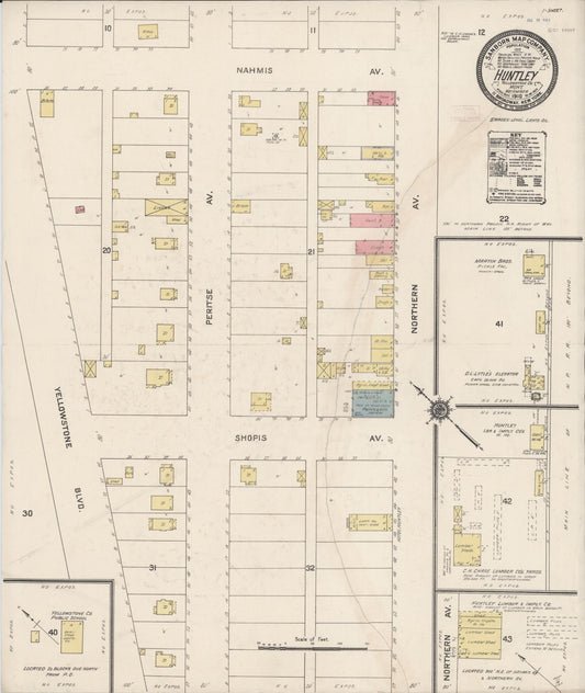 Sanborn Fire Insurance Map from Huntley, Yellowstone County, Montana. (1910) – Historic Sanborn Fire Insurance Map Print