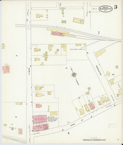 Sanborn Fire Insurance Map from Winchester, Clark County, Kentucky (1912), Sheet #0003 - Complete Map Set gallery image, historic Sanborn map, vintage wall art, Kentucky Kentucky