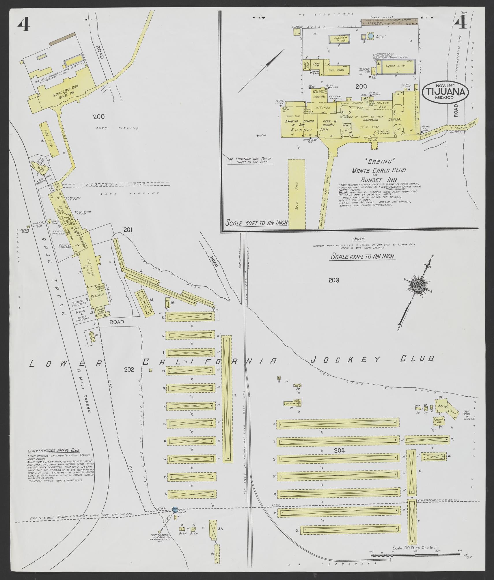 Sanborn Fire Insurance Map from Tijuana, Baja California (Mexico) (1924), Sheet #0004 - Complete Map Set gallery image, historic Sanborn map, vintage wall art, California California