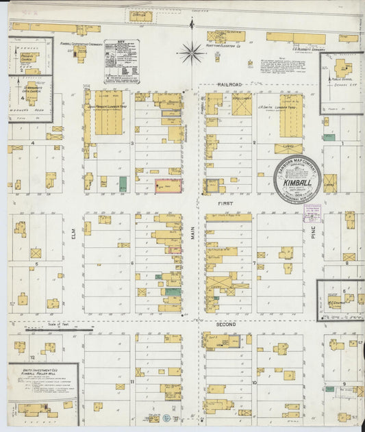 Sanborn Fire Insurance Map from Kimball, Brule County, South Dakota (1904), Sheet #0001 - Historic Sanborn Fire Insurance Map Print, vintage old map wall art, antique decor, genealogy gift, South Dakota South Dakota map