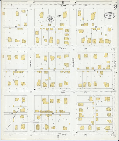 Sanborn Fire Insurance Map from De Kalb, De Kalb County, Illinois (1905), Sheet #0008 - Complete Map Set gallery image, historic Sanborn map, vintage wall art, Illinois Illinois