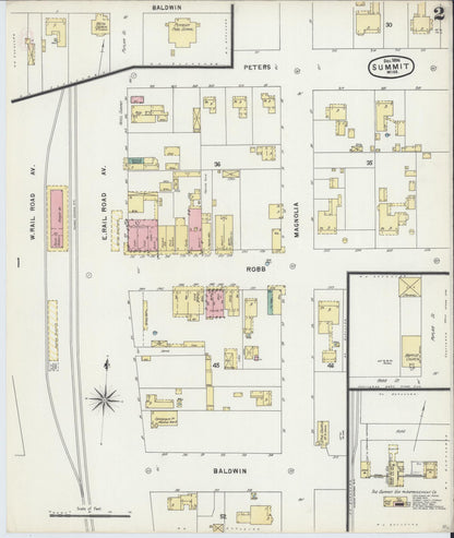 Sanborn Fire Insurance Map from Summit, Pike County, Mississippi (1896), Sheet #0002 - Complete Map Set gallery image, historic Sanborn map, vintage wall art, Mississippi Mississippi