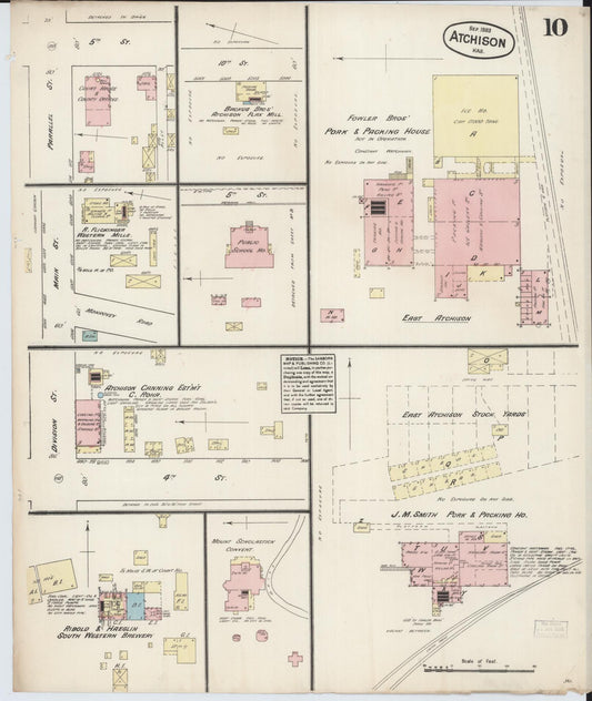 Sanborn Fire Insurance Map from Atchison, Atchison County, Kansas (1883), Sheet #0010 - Historic Sanborn Fire Insurance Map Print, vintage old map wall art, antique decor, genealogy gift, Kansas Kansas map