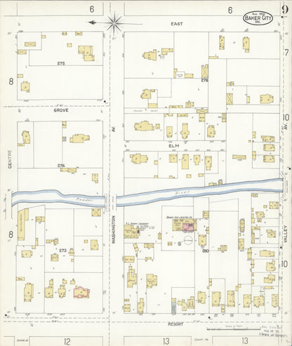 Sanborn Fire Insurance Map from Baker, Baker County, Oregon (1903), Sheet #0009 - Complete Map Set gallery image, historic Sanborn map, vintage wall art, Oregon Oregon