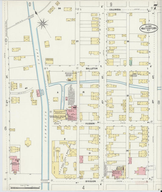 Sanborn Fire Insurance Map from Waterford, Saratoga County, New York (1897), Sheet #0007 - Historic Sanborn Fire Insurance Map Print, vintage old map wall art, antique decor, genealogy gift, New York New York map
