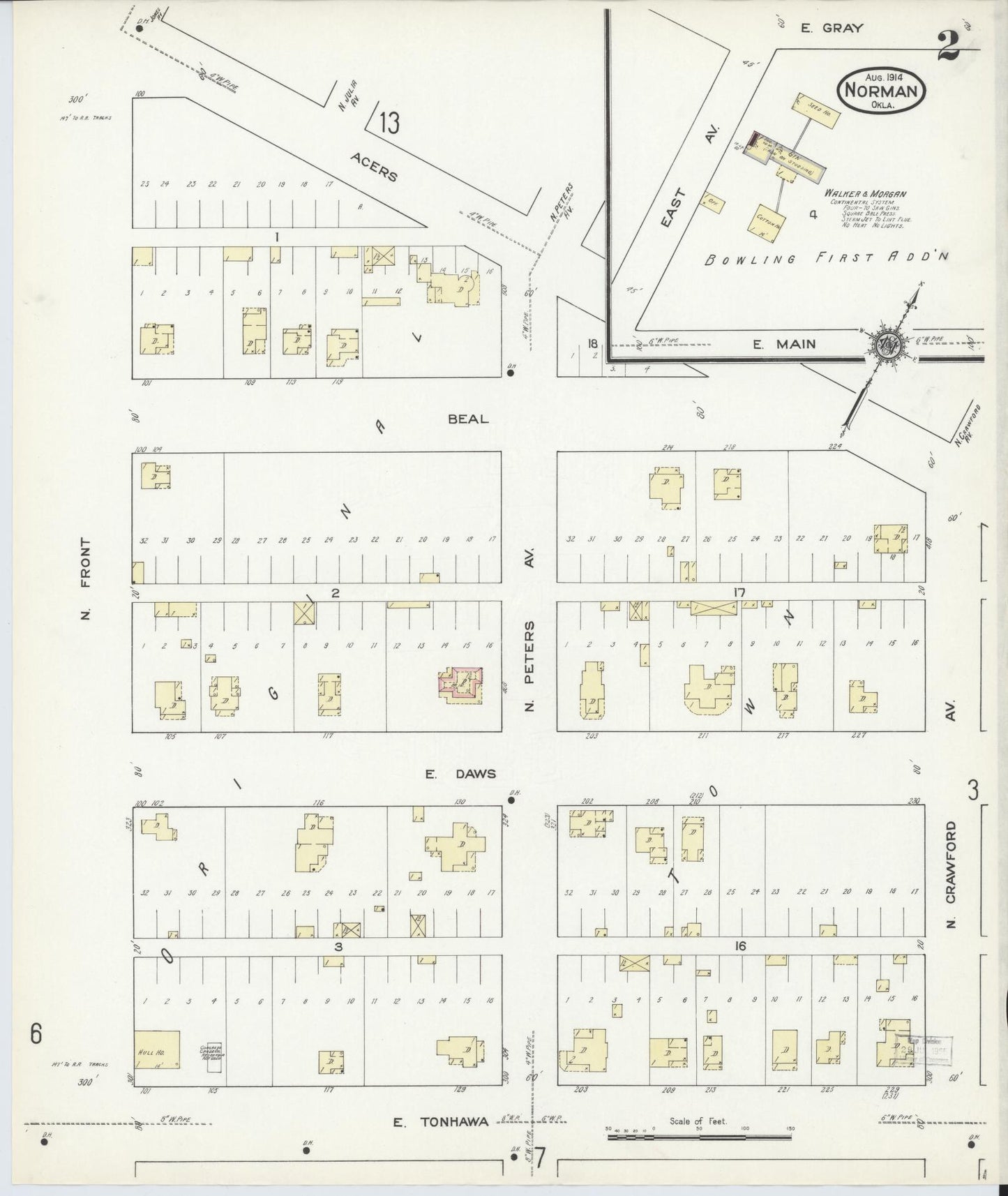 Sanborn Fire Insurance Map from Norman, Cleveland County, Oklahoma (1914), Sheet #0002 - Complete Map Set gallery image, historic Sanborn map, vintage wall art, Oklahoma Oklahoma