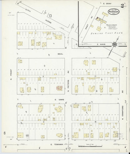 Sanborn Fire Insurance Map from Norman, Cleveland County, Oklahoma (1914), Sheet #0002 - Complete Map Set gallery image, historic Sanborn map, vintage wall art, Oklahoma Oklahoma