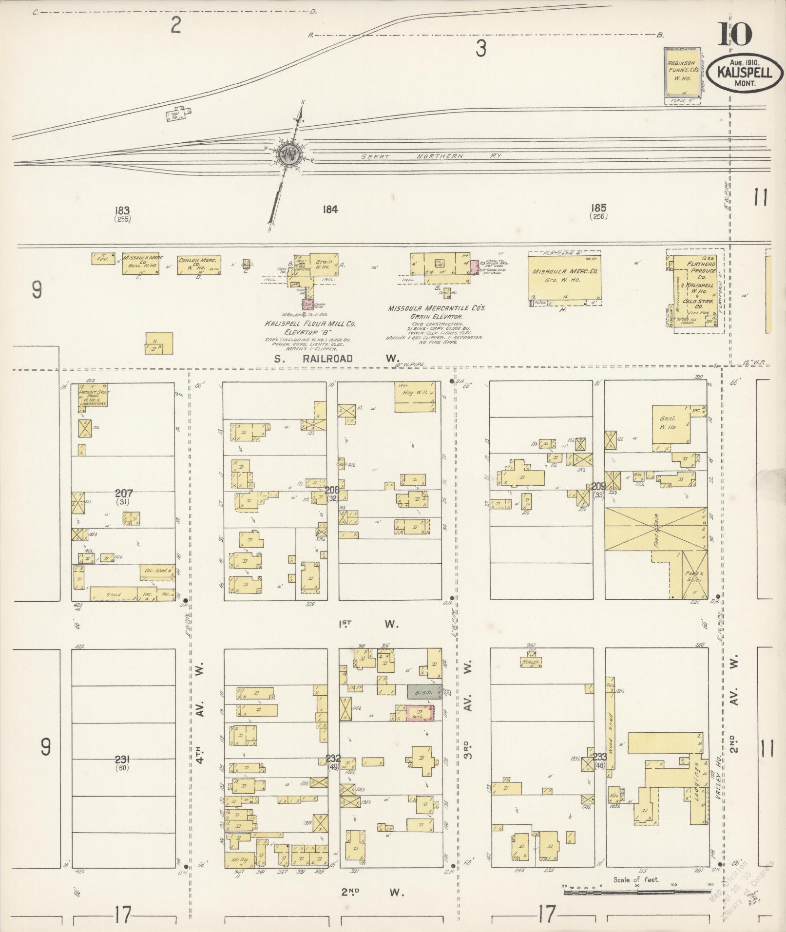 Sanborn Fire Insurance Map from Kalispell, Flathead County, Montana (1910), Sheet #0010 - Historic Sanborn Fire Insurance Map Print, vintage old map wall art, antique decor, genealogy gift, Montana Montana map