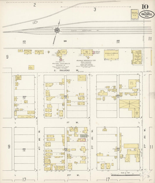 Sanborn Fire Insurance Map from Kalispell, Flathead County, Montana (1910), Sheet #0010 - Historic Sanborn Fire Insurance Map Print, vintage old map wall art, antique decor, genealogy gift, Montana Montana map