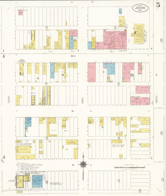Sanborn Fire Insurance Map from Jerome, Jerome County, Idaho (1921), Sheet #0005 - Historic Sanborn Fire Insurance Map Print, vintage old map wall art, antique decor, genealogy gift, Idaho Idaho map