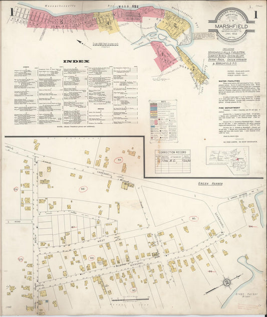 Sanborn Fire Insurance Map from Marshfield, Plymouth County, Massachusetts (1942), Sheet #0001 - Complete Map Set gallery image, historic Sanborn map, vintage wall art, Massachusetts Massachusetts