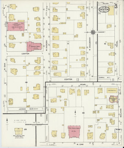 Sanborn Fire Insurance Map from Denton, Denton County, Texas (1921), Sheet #0005 - Complete Map Set gallery image, historic Sanborn map, vintage wall art, Texas Texas