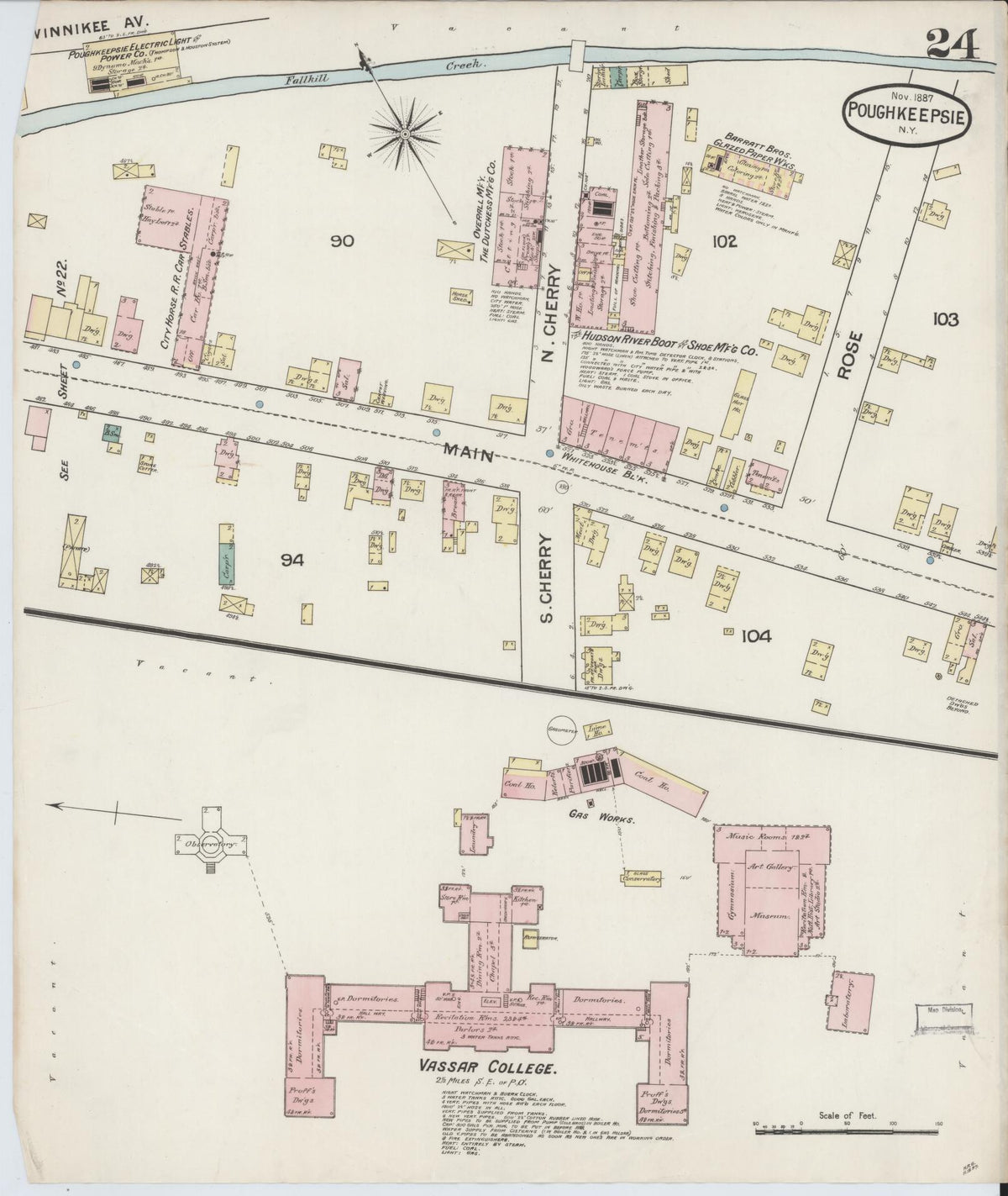 Sanborn Fire Insurance Map from Poughkeepsie, Dutchess County, New York (1887), Sheet #0024 - Complete Map Set gallery image, historic Sanborn map, vintage wall art, New York New York
