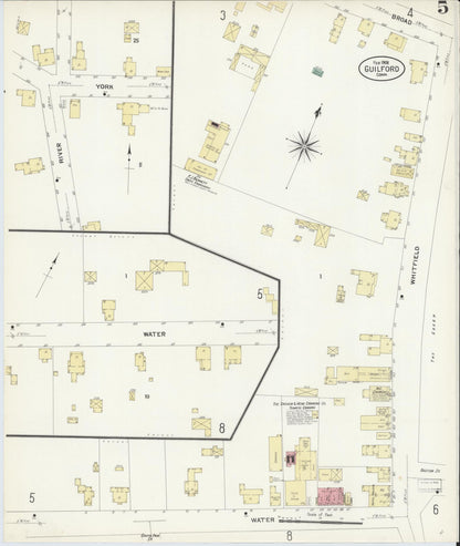 Sanborn Fire Insurance Map from Guilford, New Haven County, Connecticut (1908), Sheet #0005 - Complete Map Set gallery image, historic Sanborn map, vintage wall art, Connecticut Connecticut