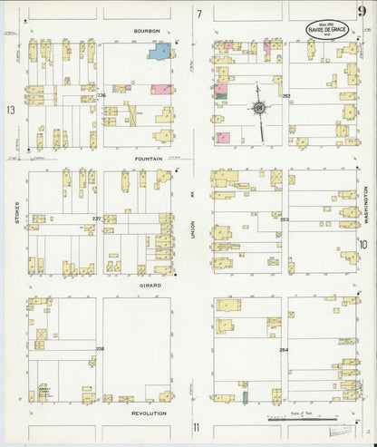 Sanborn Fire Insurance Map from Havre De Grace, Harford County, Maryland (1910), Sheet #0009 - Complete Map Set gallery image, historic Sanborn map, vintage wall art, Maryland Maryland