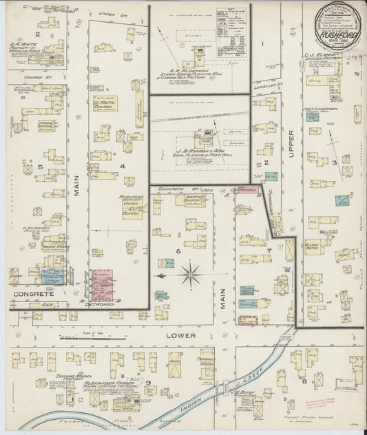 Sanborn Fire Insurance Map from Rushford, Allegany County, New York (1886), Sheet #0001 - Historic Sanborn Fire Insurance Map Print, vintage old map wall art, antique decor, genealogy gift, New York New York map