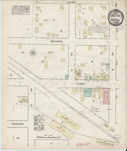 Sanborn Fire Insurance Map from Dixon, Solano County, California (1884), Sheet #0001 - Historic Sanborn Fire Insurance Map Print, vintage old map wall art, antique decor, genealogy gift, California California map