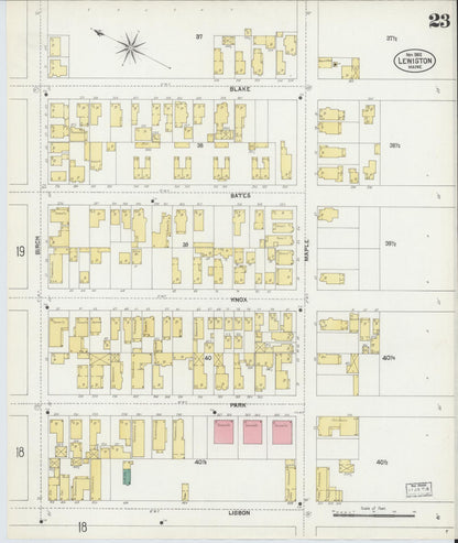 Sanborn Fire Insurance Map from Lewiston, Androscoggin County, Maine (1902), Sheet #0023 - Complete Map Set gallery image, historic Sanborn map, vintage wall art, Maine Maine