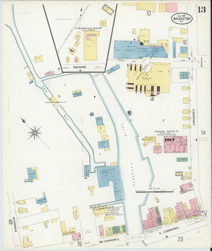 Sanborn Fire Insurance Map from Bridgeton, Cumberland County, New Jersey (1908), Sheet #0013 - Complete Map Set gallery image, historic Sanborn map, vintage wall art, New Jersey New Jersey