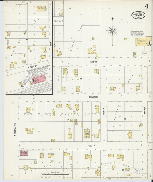 Sanborn Fire Insurance Map from Stryker, Williams County, Ohio (1899), Sheet #0004 - Historic Sanborn Fire Insurance Map Print, vintage old map wall art, antique decor, genealogy gift, Ohio Ohio map