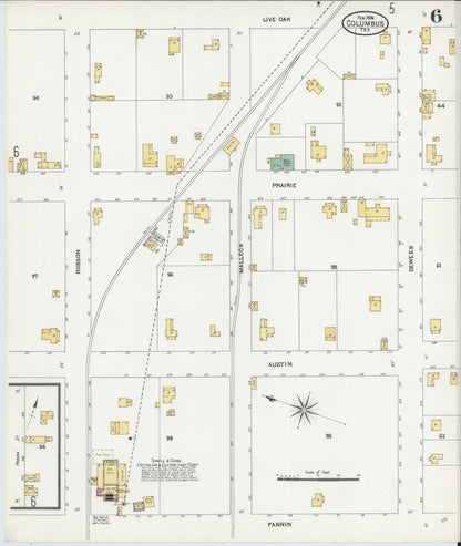 Sanborn Fire Insurance Map from Columbus, Colorado County, Texas (1906), Sheet #0006 - Complete Map Set gallery image, historic Sanborn map, vintage wall art, Columbus Colorado
