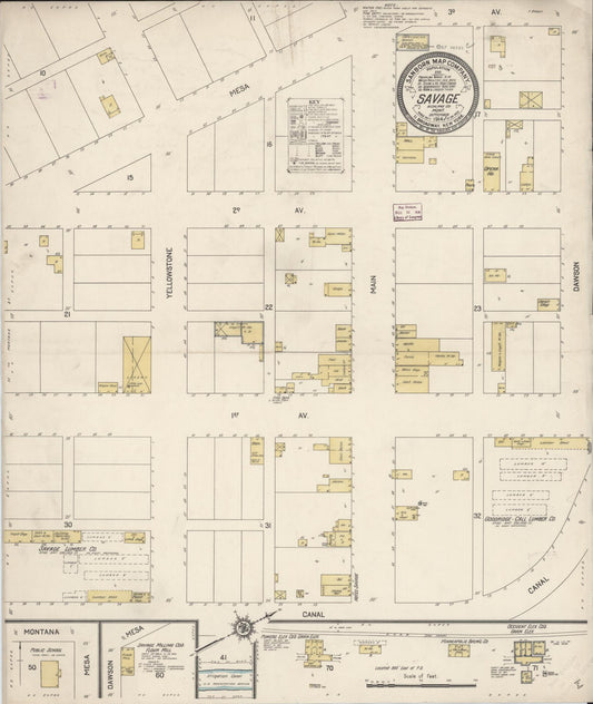 Sanborn Fire Insurance Map from Savage, Richland County, Montana (1914), Sheet #0001 - Historic Sanborn Fire Insurance Map Print, vintage old map wall art, antique decor, genealogy gift, Montana Montana map